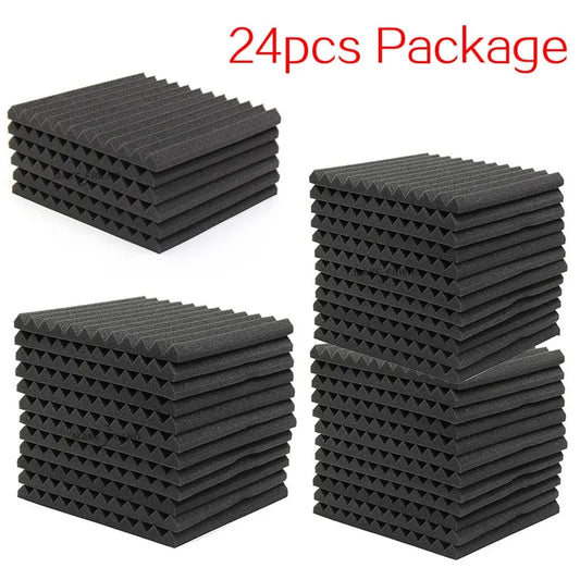 24PCS 300x300x25mm Studio Acoustic Foam SoundProofing Acoustic Panel Sound Proof Insulation Absorption Treatment Wall Panels - Image #1