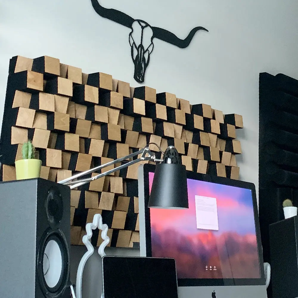 Acoustic Panel Diffuser MOSAIC DIFFUSER 60x60cm Music Studio Acoustic Sound Absorption Soundproof Foam and Wood hi-fi HIFI - Image #4