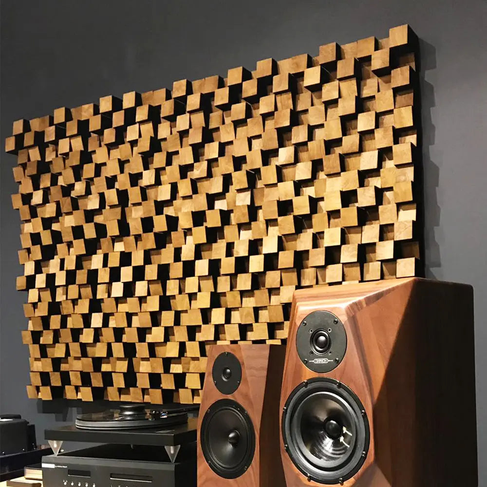 Reclaimed Wood Sound Diffuser Acoustic Panel SoundProofing - .de   Paneles acústicos, Aislamiento acústico, Diseño interior de madera